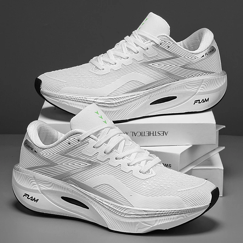 Chaussures de course professionnelles en fibre de carbone pour hommes et femmes, respirantes, légères, pour marathon, course et entraînement